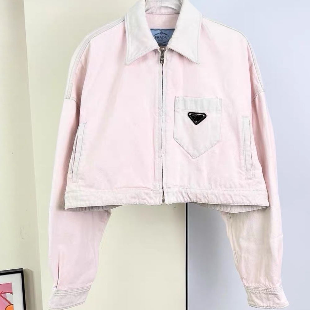 🚩steal authentic Prada Light Pink Jean Jacket